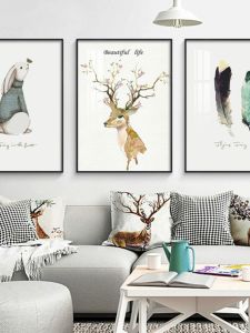 Living Room Ins Illustration Hanging Painting Punch-Free Minimalist Modern Light Luxury Decorative Abstract Background Painting Bedside Wall Painting