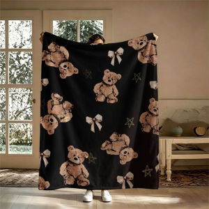 Vintage Teddy Bears Brown Flannel Blanket Perfect for Sofa Office Bed Travel Sleep Read Relax Camping Four Season Use