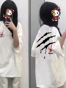 American Street Stylish Breathable No Pilling Short Sleeve T-Shirt Womens Summer Loose and Lazy Style High Street Original Tops