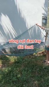 Kèm 2m dây - Võng Sợi Đan Tay Chắc Chắn Chịu Lực Tốt Dài 2m8cm - Võng Du Lich Dã Ngoại