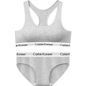 CarbinKoneer | CarbinKoneer Sports Bra Underwear Set Womens No Steel Ring Gathered Vest Style Anti-Sagging Beautiful Back Cotton Fabric