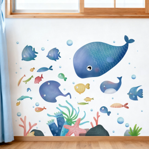 Decal giấy dán tường cho bé khung cảnh dưới đại dương Có keo sẵn