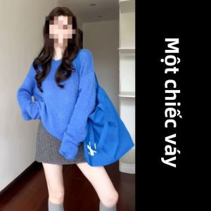 Ge·an·fei | Bộ Đầm Knit Màu Xanh Phong Cách Hàn Quốc Dành Cho Đầu Mùa Thu