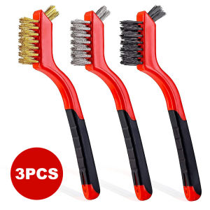 SI FANG 3PCS Mini Wire Brush Set Brass Steel Nylon 175mm for Cleaning Polishing Detail Rust Metal Dust Brush Home Cleaning Accessories