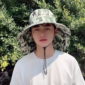 หมวกกันแดด 360 องศา ลายพราง หมวกกันแดดกัน UV หมวกคลุมทั่วหน้า - ชุดเทียนเคลื่อนที่ 360 องศา