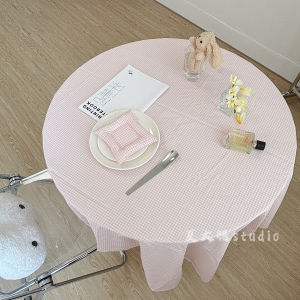 Vải Trải Bàn Vuông Cotton Màu Hồng Nhẹ Phong Cách Hàn Quốc INS Trang Trí Nhà Phủ Bàn Trà Bàn Làm Việc Hoa Anh Đào