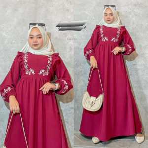 GAMIS CRINGKLE BORDIR REMPEL DADA // ALIKA DRESS By HIJABKU CRINGKLE AIRFLOW TERBARU HALIS FASHION