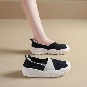 Breathable Slip-On Women Casual Black Fisherman Shoes