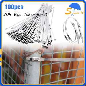100pcs Kabel Ties Stainless SS304 Cable Tie 60cm Kabel Tie Zip Ties Clamp Pengikatan Lakban Knalpot