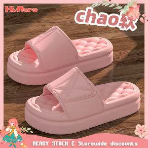 Hi.Mars Thick Sole Slippers for Women Solid Color Korean Style Indoor Home Non-slip Big Size Couples Slide Men
