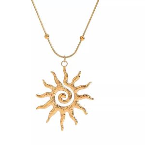 Minimalist 18K Gold Plated  Necklace Sun Necklace Stainless Steel Pendant Necklace for Women