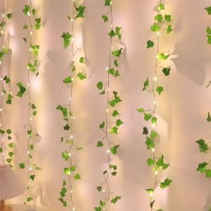1pc Artificial Vine Solar String Lights Ivy Garland Fairy String Lights Green Leaf Vine Solar Fairy Lights for Wedding Party