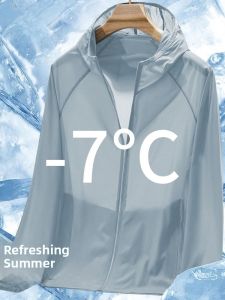 ROMON | Lomond Mens Ice Silk Sun Protection Clothing Summer Thin Quick Dry Breathable Skin Shirt UV Protection Outerwear Fashionable Urban Business Style