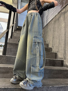 กางเกงยีนส์ทรงหลวมสไตล์ฮิปฮอปสำหรับเด็กผู้หญิง กางเกงขายาวทรงหลวมสไตล์เกาหลี กางเกงขายาวทรงหลวมสำหรับฤดูใบไม้ผลิและฤดูใบไม้ร่วง