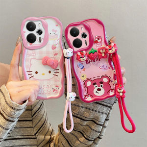 New Phone Case Realme 14 14T 13 + 12 12X 9 Plus 5G Hot Cute Cartoon Fashion Hello Kitty Kuromi Strawberry Bear 3D Dolls Silicone Casing with Lanyard 2025