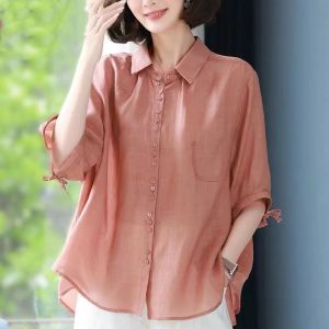 QIAOXIZI | Youthful Casual Womens Summer Shirt 2023 Loose Fit