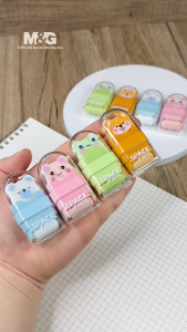 M&G Space Pets Dual-Function Roller Eraser – Cute Animal Design Dustless & Clean Wiping Eraser for School & Office AXPQ5571