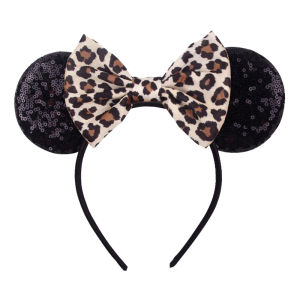 Disney Leopard Print Mickey Ears Headband For Girls Women Cute Minnie Ears Hair Hoop Hairband Kid Hair Accessories Headwear