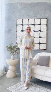 Lalucuku Colletion Pajamas Piyama Tie Dye/ OneSet  Baju Tidur Wanita Lengan Panjang Kekinian