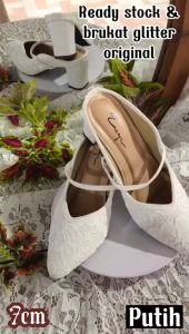 Emye - Sepatu Sandal Pesta Wedding Brukat Glitter Tali Wanita Hak Tahu 7cm