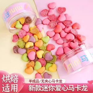 Heart Shaped Macaron Cake Decoration Pink Color Biscuit Topper Semi Finished Product No Heart in the Middle Festival Gift