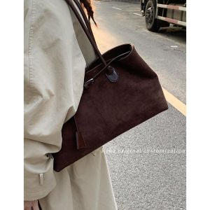 Retro Suede Bowling Bag Womens Commuter Bag Underarm Bag Fashionable New 2025 Handbag Soft Shoulder Strap Zipper Closure