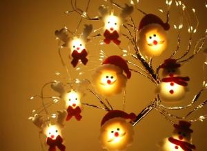 Đèn LED Trắng Ấm Áp Hình Mặt Ông Già Noel Đèn Ngủ Chạy Bằng Pin Trang Trí Bàn Cành Cây Tiệc Lễ Hội Trang Trí Phòng Khách