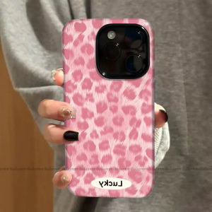 Pink Leopard Print Silicone Phone Case for Apple 17Promax 12 13 14Max 15Plus Anti-Fall Full Cover Cute Personalized Celebrity Brand 6