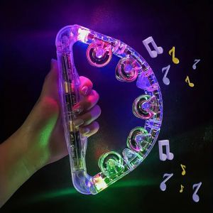 3/5Ring Tambourine Flashing Rattles - Colorful LED Handheld Musical Toy for Party/Birthday/Anniversary/Christmas Camping Gifts