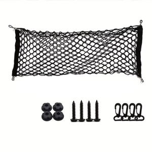 Double Layer Nylon Cargo Storage Net Car Rear Trunk Organizer Mesh Pocket Luggage Stabilizer Net With Installation Hooks