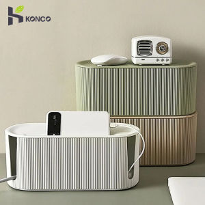 Konco ปลั๊กกล่องกระดาษเก็บของสายเคเบิลจัดระเบียบเคสซ็อกเก็ตสร้อยข้อมือเราเตอร์อินเตอร์เน็ตไร้สายไร้สายชั้นวางปลั๊กสายข้อมูลตั้งโต๊ะ