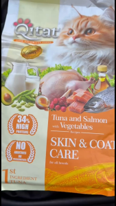 QITAT Low Grain Dry Cat Food【1.5KG】Tuna Salmon Vegetables|Adult Cat Food|Skin Coat Care|High Protein|No Preservatives
