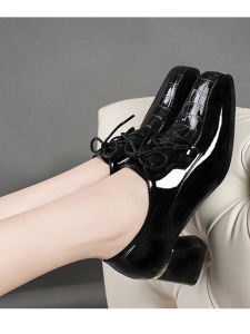 Belle Pure Love Casual Leather Slip-On Womens Shoes Soft Bottom Anti-Slip Tie-Up Fashionable Flat Heel Deep Mouth round Toe