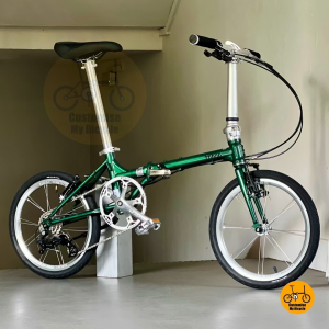 🫑 Fnhon Gale 18 Inch Foldable Bike With Sensah 5 Gears MRT Friendly Litepro Lightweight Emerald Green Retro Style Folding Foldie Fold Saddle Bottom Bracket