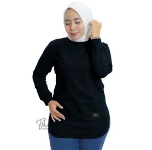 Baju Kaos Lengan Panjang Wanita Dinary Warna Hitam / Atasan Wanita / Kaos Wanita / Atasan Wanita Terbaru / Kaos Wanita Lengan Panjang / Manset Baju Panjang / Baju Atasan Wanita