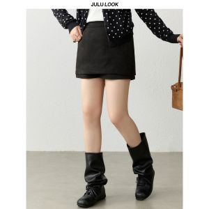 JULULOOK | Váy Len Chấm Bi Phong Cách Vintage Giả Hai Mảnh Size Lớn