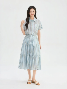 SANFU | Elegant Tie-neck Two-piece Illusion Waist Dress