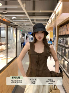 Lace Splicing Bow-Tie Cinching Sleeveless Vest