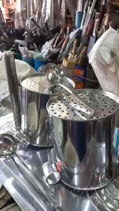 ชุดเซ็ตรวม ที่กดลอดช่อง ที่กดสลิ่ม อุปกรณ์ทำขนมไทย ทำด้วยสแตนเลส กระบวย 2 อัน