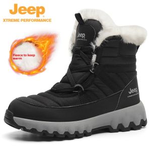 Jeep | Jeep Outdoor Winter Snow Boots Mens Thickened Fleece Lined Anti-slip Wear-resistant Hiking Shoes Womens High Collar Waterproof Breathable