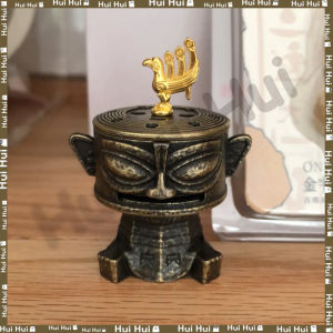 Chinese Sanxingdui Alloy Incense Burner Creative Cute Mini Incense Burner Indoor Home Ornament Chinese Travel Souvenir