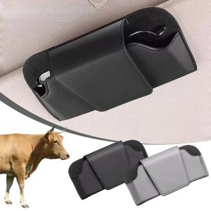 Hộp Đựng Kính Che Nắng Ô Tô Bằng Da Cao Cấp Hộp Đựng Kính Mát Tự Động - Đen Màu Be Xám Đỏ