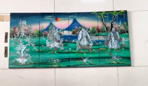 Bộ Tranh sơn mài bộ 4 tấm- Phúc Lộc Thọ 60x120 cm cẩn ốc nổi đẹp trang trí làm quà tặng ý nghĩa