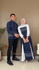 ZUDEVA - BAJU TENUN COUPLE KINANTI NAVY Sarimbit Batik Kondangan Lebaran 2026