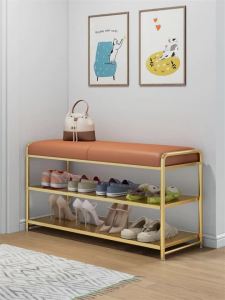 Outdoor Shoe Rack Bench With Storage Shoe Bench Rack Ottoman Shoe Cabinet With Stool Ottoman Iron Sitting Simple Shoe Cabinet with Doorway Stool 鞋凳 鞋架