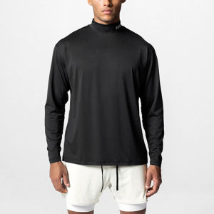 ASRV Mens High Collar Long Sleeve T-Shirt Quick Dry Fitness Training Wear Sporty Base Layer Top Polyester Lycra Blend