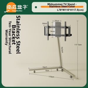 NANGUAHEZI | Mobile Floor TV Stand Stainless Steel Bauhaus