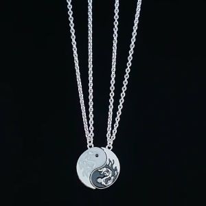 2Pcs/Set Tai Chi Weaving Bracelets Necklace Vintage Braided Rope Matching Bracelets Couple Bracelets