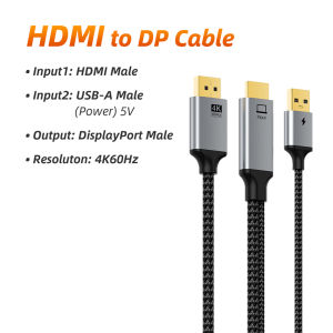 Cabletimes | CABLETIME 4K60Hz HDMI to DP Cable Uni-Directional USB Power for Game Console to Type C Monitor Compatible Nintendo Switch PS4/5