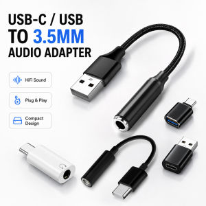 Mini type C to 3.5mm jack Audio Adapter USB C 3.5mm Aux Adapter TypeC Earphone Converter For Iphone15 Samsung Xiaomi Huawei